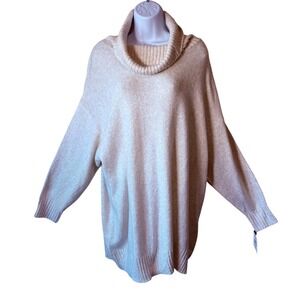 Falls Creek Women 2X Beige Cozy Chunky Knit Cowl Neck Tunic Sweater Casual Tunic